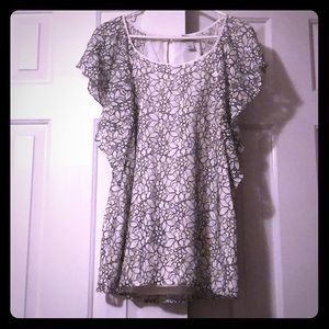 Black and White Floral Blouse